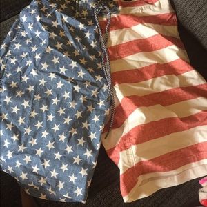 American flag swim trunks